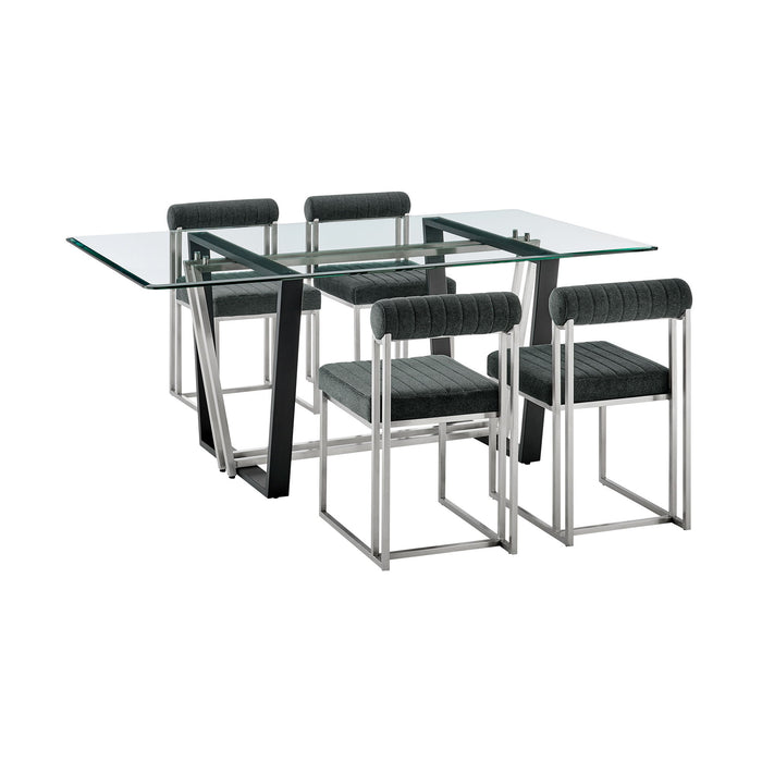 Kai Anastasia - Rectangular Glass Dining Table Set - Brushed Base