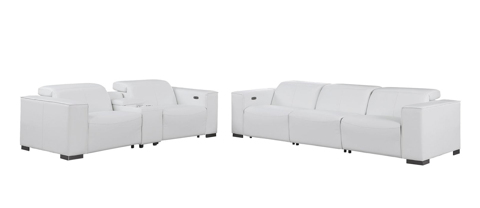 1208 - Leather Reclining Set (Sofa & Loveseat With 5 Power Recliners)