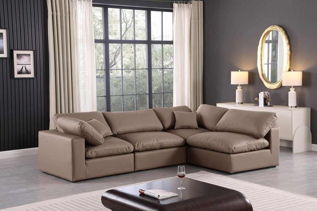 Comfy - 4 Piece Faux Leather Modular Armless Sectional