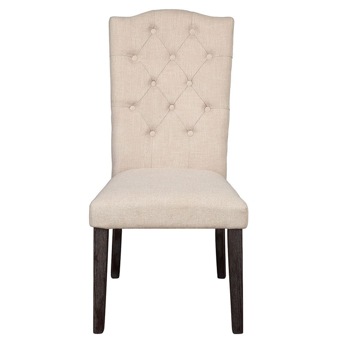 Gerardo - Side Chair (Set of 2) - Beige Linen & Weathered Espresso