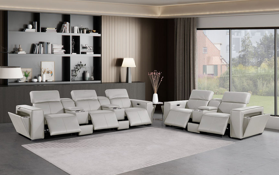 1224 - 8-Piece Modular Power Reclining Sofa & Loveseat Set In With 5 Power Recliners & Power Headrests
