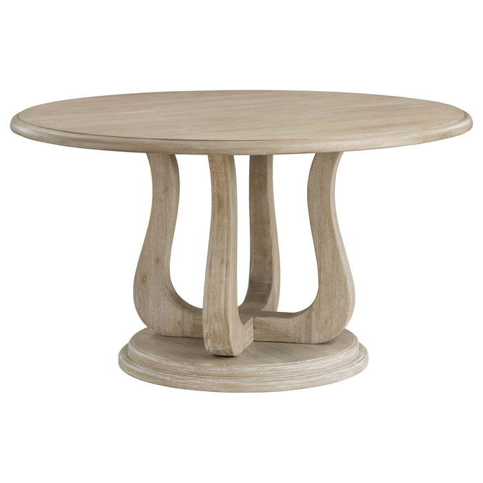 Trofello - 5 Piece Round Dining Table Set - White Washed