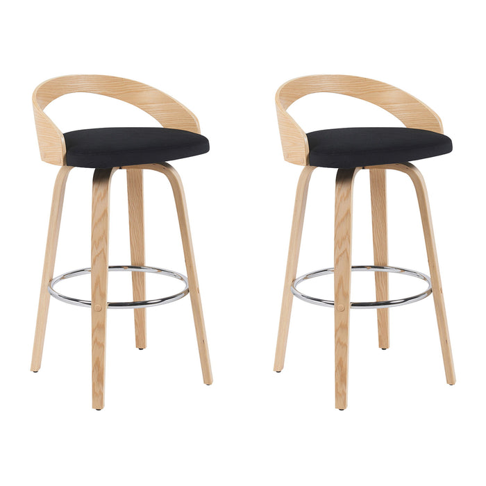 Sonia - Modern Swivel Bar Height Stool - Patterned Oak Wood Finish