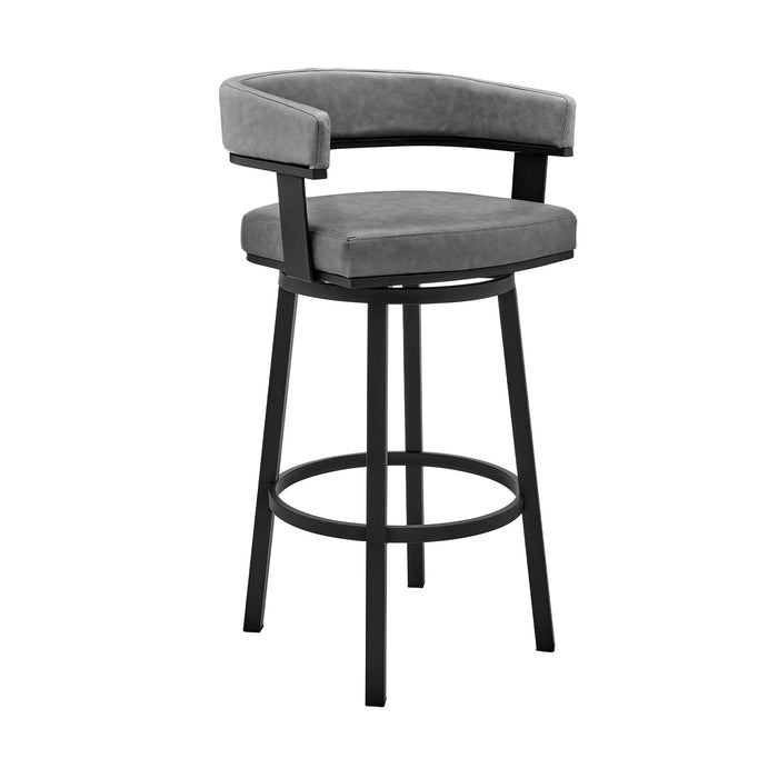 Lorin - 26" Counter Height Swivel Bar Stool - Black And Gray Faux Leather