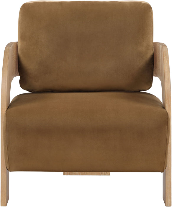 Cedra - Velvet Performance Fabric Upholstered Accent Chair - Natural Frame