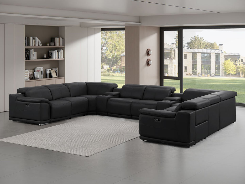 2679 - 10-Piece U-Shaped Power Reclining Sectional In Genuine Leather (4 Recliners) - Dark Gray