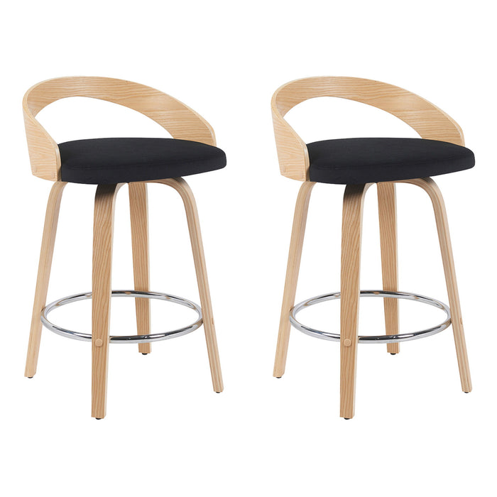 Sonia - Modern Swivel Counter Height Bar Stool - Patterned Oak Wood Finish
