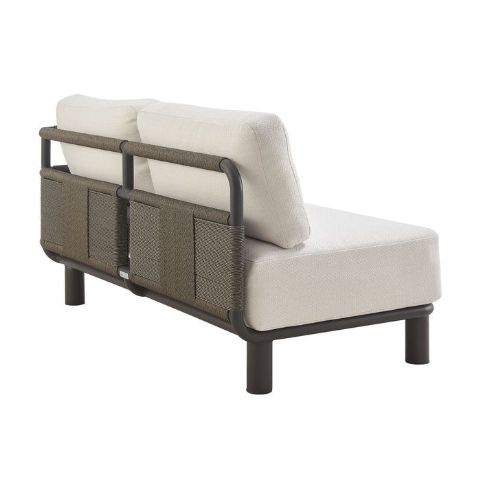 Brampton - 93" Metal Outdoor Sectional With Cushions - Gray / Off White