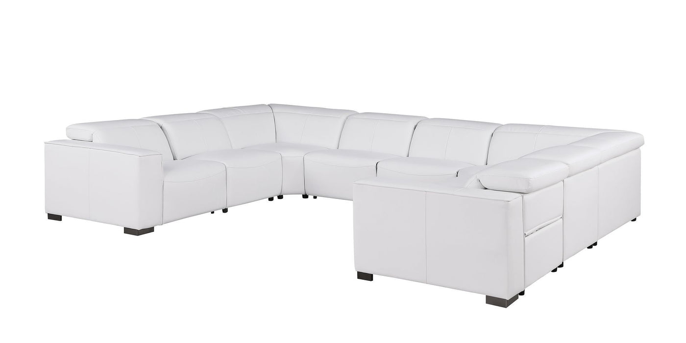 1208 - 8 Piece U Shaped Leather Sectional With 4 Power Recliners & Power Headrests