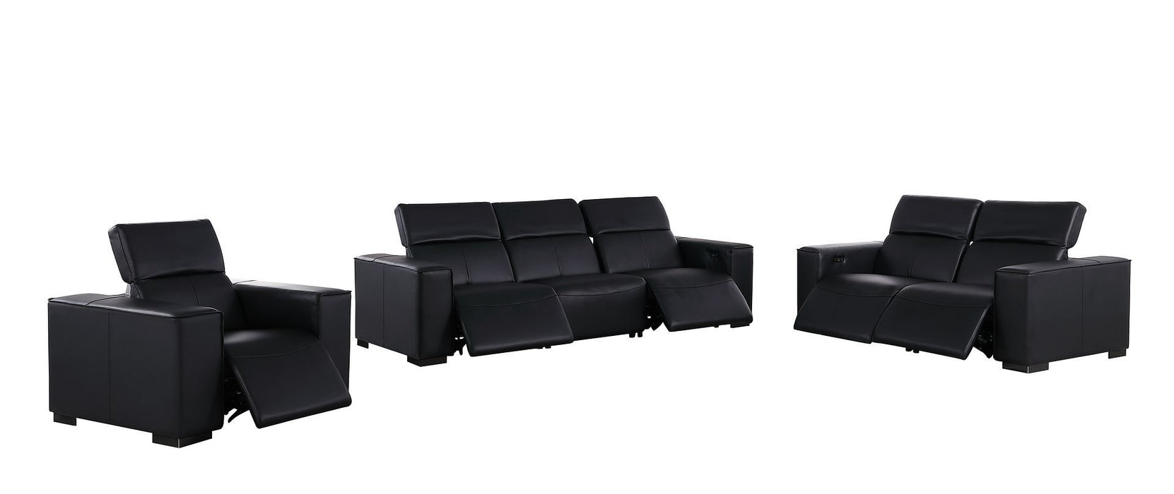 1208 - Leather Reclining Set (Sofa, Loveseat & Chair With 5 Power Recliners)
