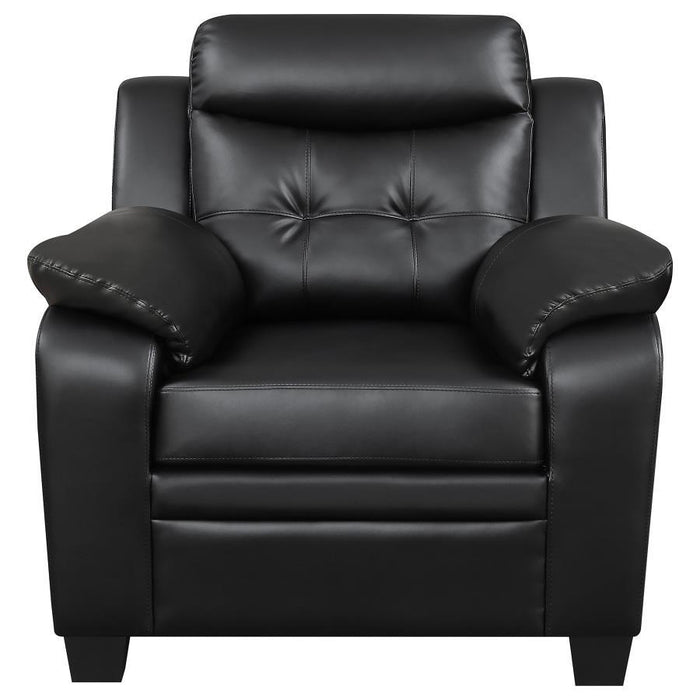 Finley - Upholstered Padded Arm Tufted Accent Chair - Black