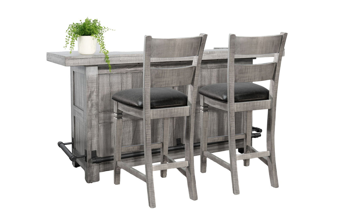 Traditional Wood Home Bar With Stools