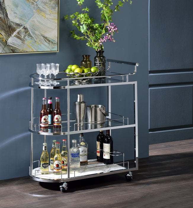 Inyo - Serving Cart - Clear Glass & Chrome