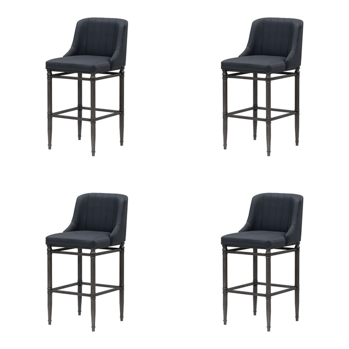 Marvin - Steel Frame Faux Leather Upholstered Bar Height Barstool