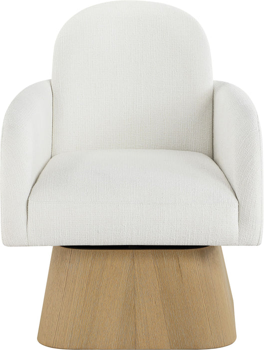 Marlowe - Linen Textured Fabric Upholstered Swivel Accent Chair - Stained Natural