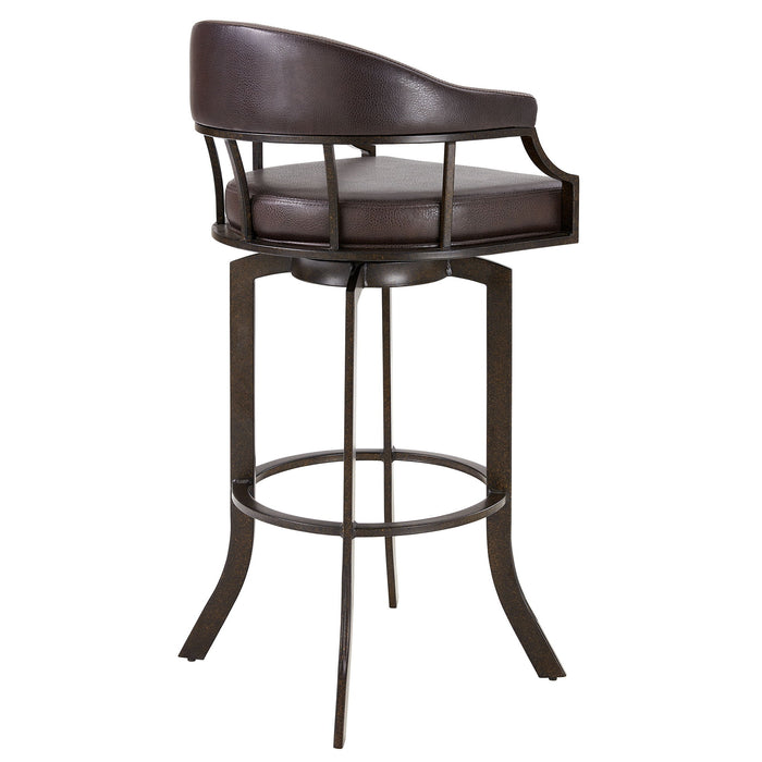 Edy - Swivel 26" Auburn Bay And Brown Faux Leather Bar Stool