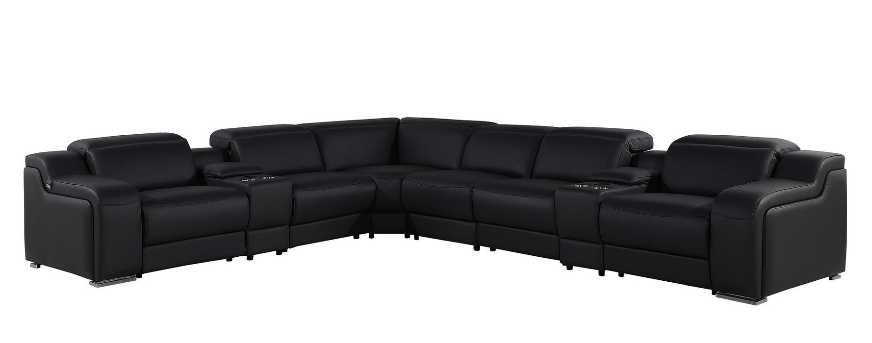 1116 - 8-Piece L-Shaped Sectional Sofa In With 3 Power Recliners & Power Headrests