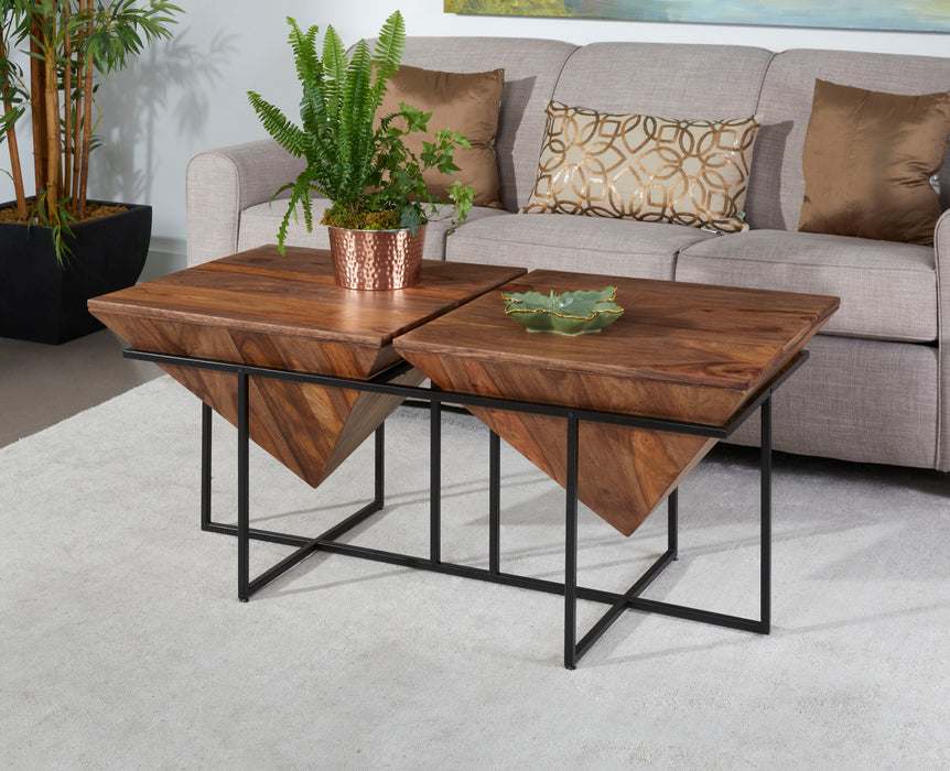 Ridgeline II - Rectangular Pyramid Cocktail Table - Nut Brown