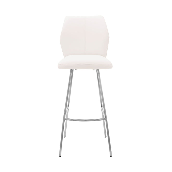 Tandy - Faux Leather And Brushed Stainless Steel 26" Counter Stool (Set of 2) - White