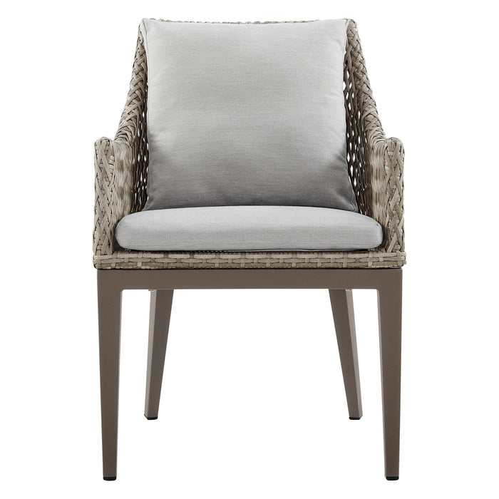 Grenada - 5 Piece Gray Aluminum Outdoor Dining Set With Gray Fabric
