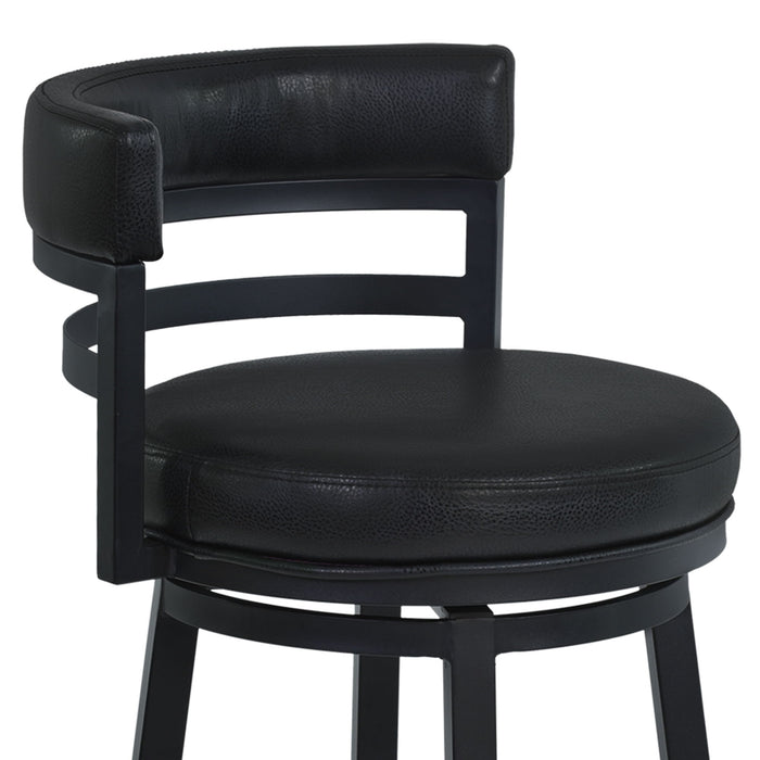 Madrid - 30" Bar Height Metal Swivel Barstool - Ford Black Pu And Black Finish