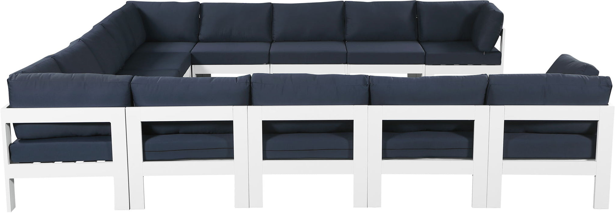 Nizuc - Outdoor Patio 13 Piece Modular Sectional With White Frame