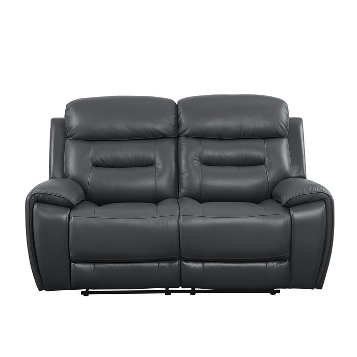 Lamruil - Motion Loveseat - Gray Top Grain Leather