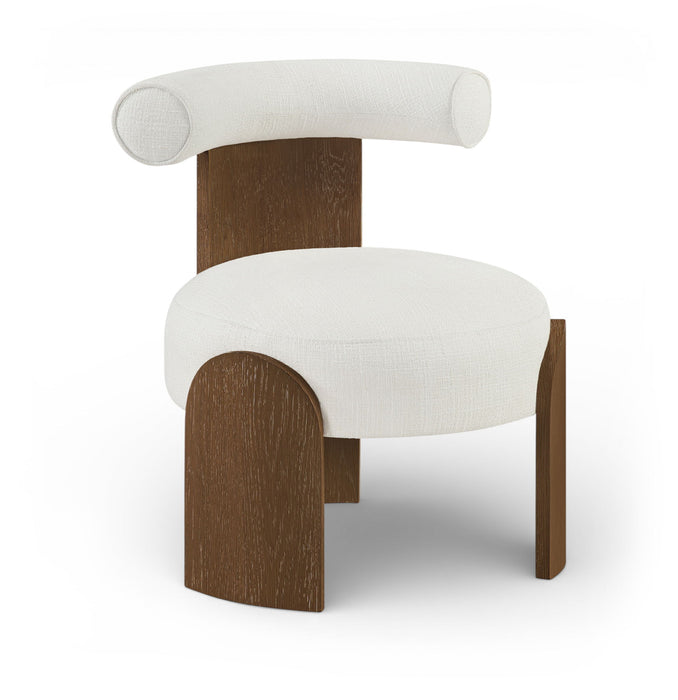 Calder - Linen Textured Fabric Upholstered Accent Chair - Painted Brown Base