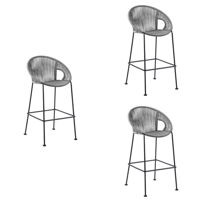 Acapulco - Indoor Outdoor Steel Bar Stool With Rope Set