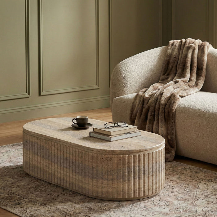 Catania - Concrete Indoor/Outdoor Coffee Table - Travertine