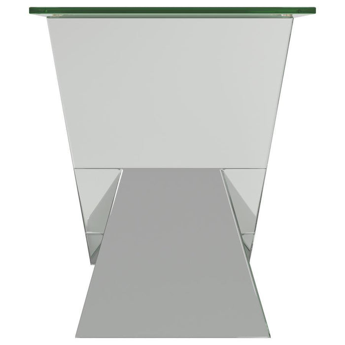 Taffeta - Glass Top Mirrored Acrylic End Table - Silver