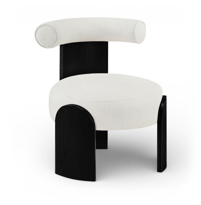 Calder - Linen Textured Fabric Upholstered Accent Chair - Painted Black Base