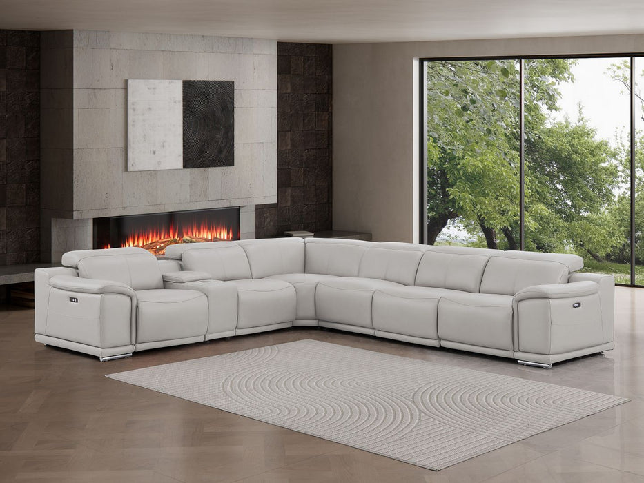 2679 - 7-Piece L-Shaped Power Reclining Sectional In Genuine Leather (3 Recliners)