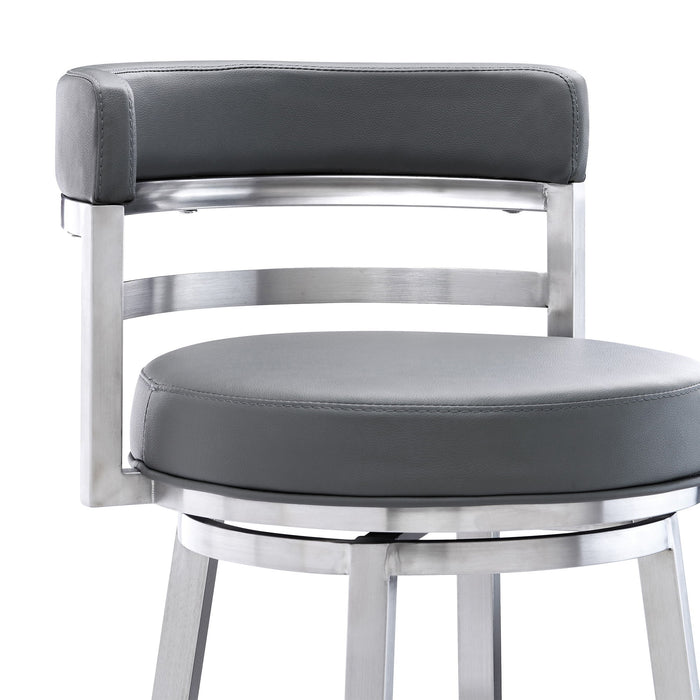 Titana - Swivel Faux Leather And Brushed Stainless Steel Bar Stool