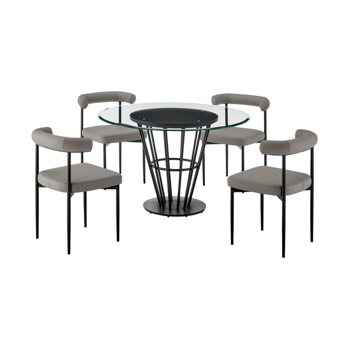 Veronica Shannon -Round Glass Dining Table Set - Matte Black Legs