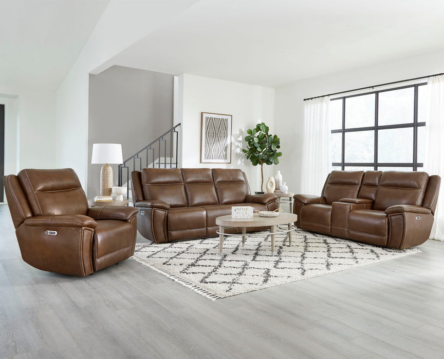 Jameson - Power Reclining Zero Gravity Console Loveseat - Hickory