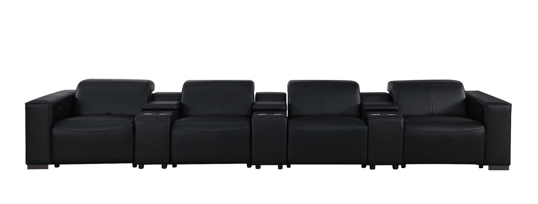 1208 - 7 Piece Leather Sofa With 4 Power Recliners And Power Headrests