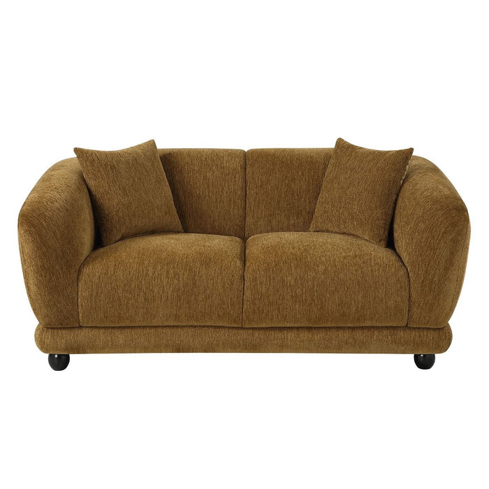 Lennox - Loveseat With 2 Pillows - Brown Chenille