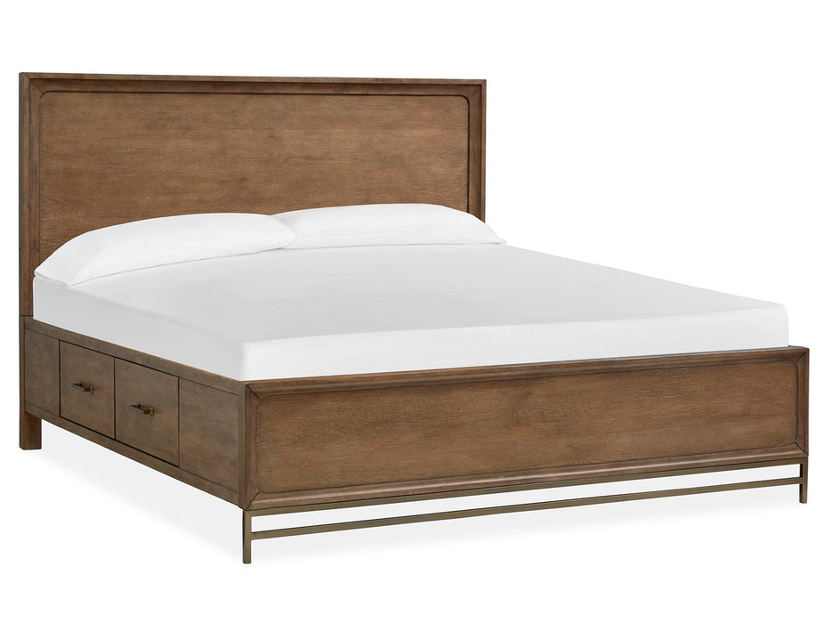 Lindon - Complete Panel Bed With Storage Rails - Belgian Wheat