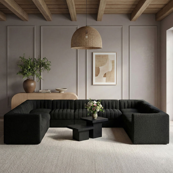Rummi - Velvet Performance Fabric Upholstered 9 Piece Modular Sectional