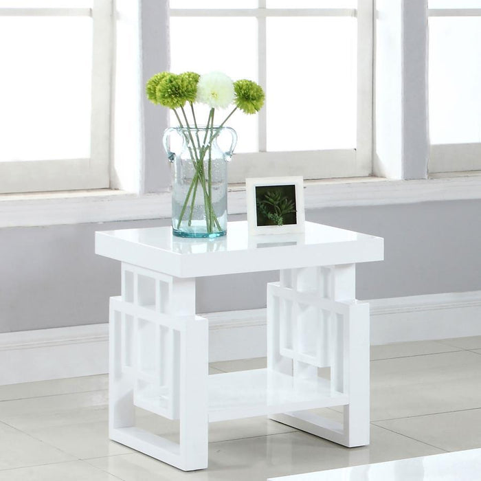 Schmitt - Rectangular Side End Table - White High Gloss