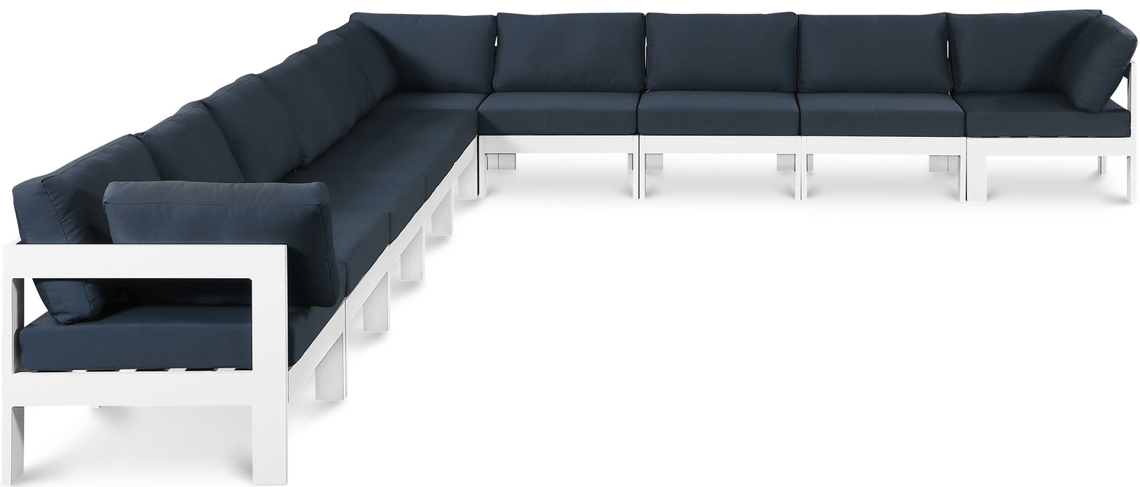 Nizuc - Outdoor Patio 10 Piece Modular Sectional With White Frame