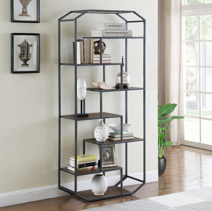 Leland - 6-Shelf Bookshelf - Rustic Brown