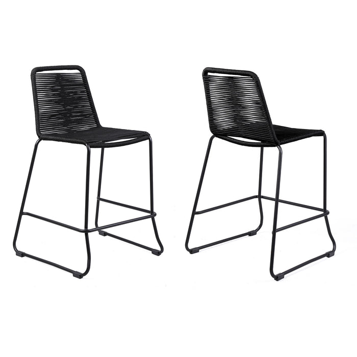 Shasta - 30" Outdoor Metal And Rope Stackable Barstool