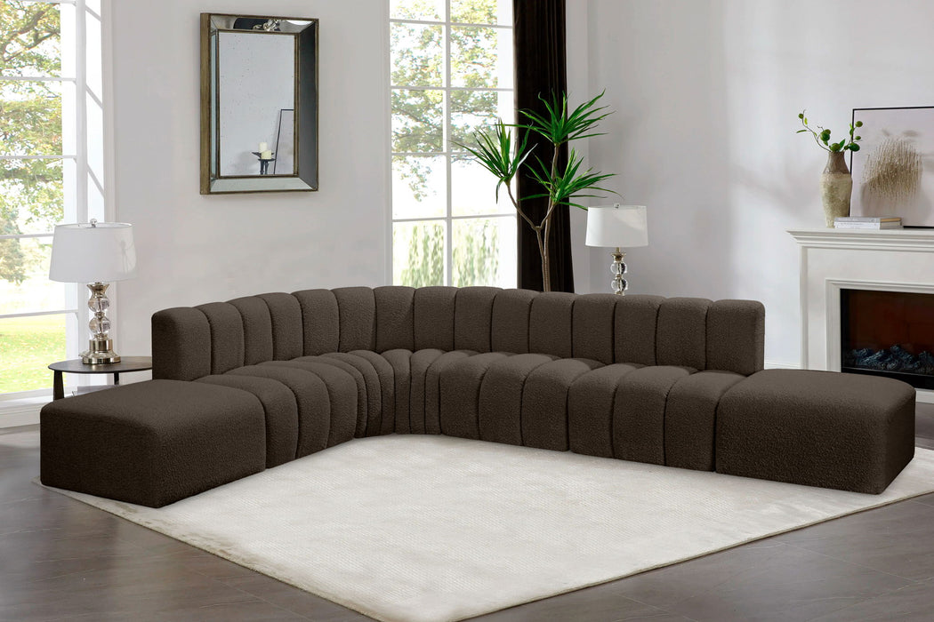 Arc - Boucle Fabric 7 Piece Corner Modular Sofa