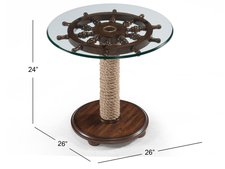 Beaufort - Round Accent Table With Base And Glass Top - Dark Oak