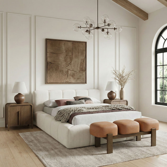 Woodcrest - Vegan Leather Upholstered Bench - Painted Brown Walnut Base