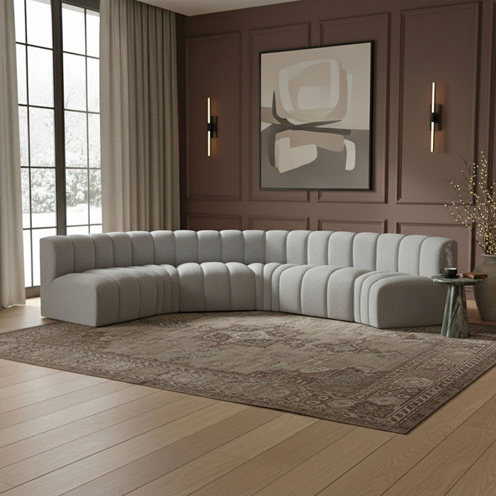 Arc - Boucle Fabric 6 Piece U-Shaped Modular Sofa