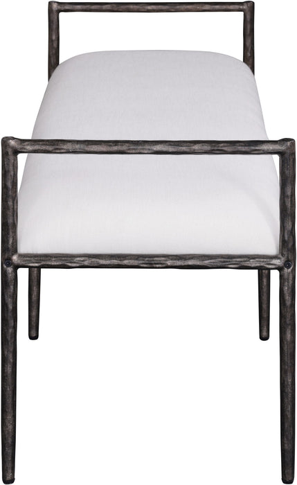 Axis - Linen Textured Cream Fabric Upholstered Bench