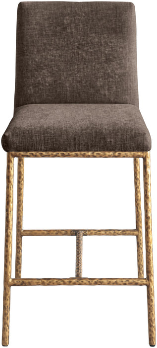 Reeves - Chenille Fabric Upholstered Counter Stool (Set of 2) - Gold Base